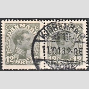 FRIMRKER DANMARK | 1918-20 - AFA 100 - Chr. X 12 re oliven i par - Stemplet 
