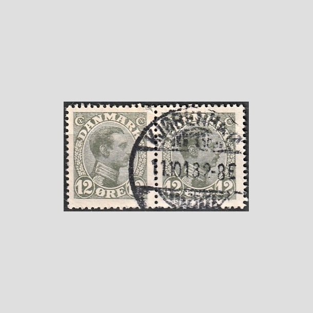 FRIMRKER DANMARK | 1918-20 - AFA 100 - Chr. X 12 re oliven i par - Stemplet "KJBENHAVN"