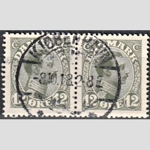 FRIMRKER DANMARK | 1918-20 - AFA 100 - Chr. X 12 re oliven i par - Stemplet 
