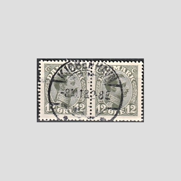 FRIMRKER DANMARK | 1918-20 - AFA 100 - Chr. X 12 re oliven i par - Stemplet "KJBENHAVN"