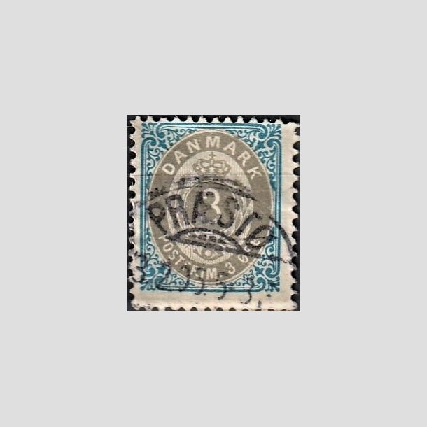 FRIMRKER DANMARK | 1895 - AFA 22B - 2K - 3 re bl/gr - Stemplet "PRST"