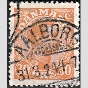 FRIMRKER DANMARK | 1921-22 - AFA 127 - Chr. X 30 re orange - Stemplet 