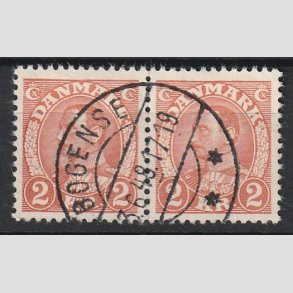 FRIMRKER DANMARK | 1934 - AFA 212 - Chr. X 2 Kr. brunrd i par - Stemplet 