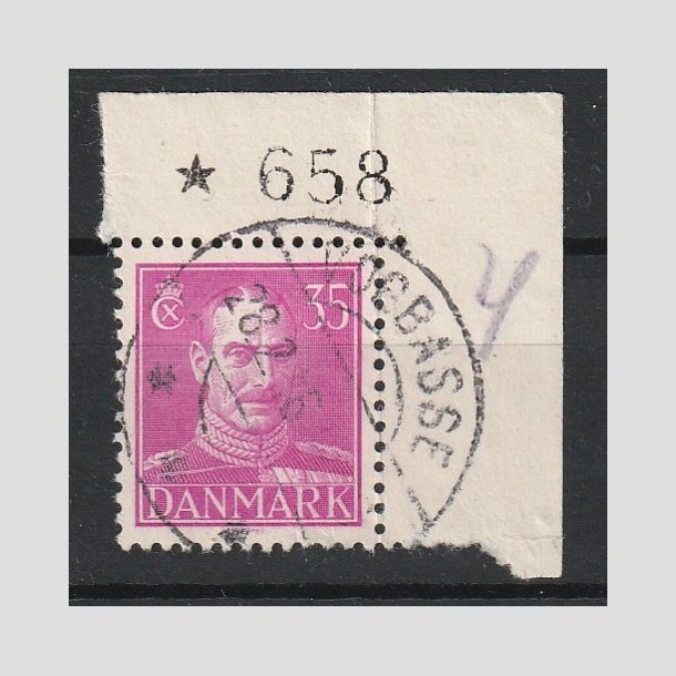 FRIMRKER DANMARK | 1942-44 - AFA 279a - Chr. X 35 re anilinrd i N marginal 658 - Stemplet "VORBASSE"