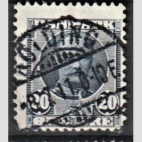 FRIM�RKER DANMARK | 1907 - AFA 56 - Frederik VIII 20 �re bl� - Pragt Stemplet Kolding