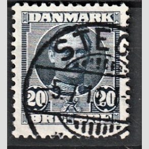 FRIM�RKER DANMARK | 1907 - AFA 56 - Frederik VIII 20 �re bl� - Pragt Stemplet Stege