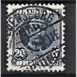 FRIM�RKER DANMARK | 1907 - AFA 56 - Frederik VIII 20 �re bl� - Stemplet 