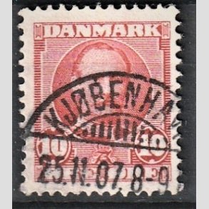 FRIM�RKER DANMARK | 1907 - AFA 55 - Frederik VIII 10 �re r�d - Lux Stemplet 