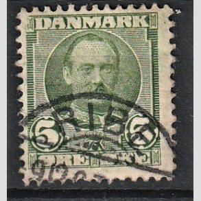 FRIM�RKER DANMARK | 1907 - AFA 54 - Frederik VIII 5 �re gr�n (2K) - Lux Stemplet 
