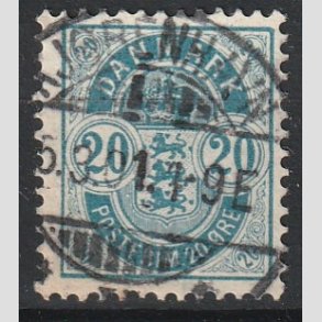 FRIM�RKER DANMARK | 1895 - AFA 36B - 20 �re bl� - Stemplet 