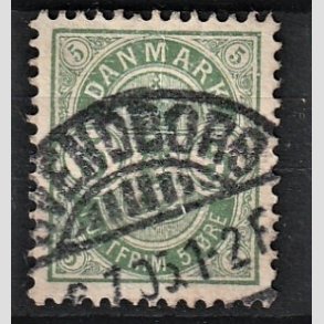 FRIM�RKER DANMARK | 1895 - AFA 34B - 5 �re gr�n - Lux Stemplet 