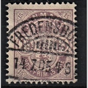FRIM�RKER DANMARK | 1901-02 - AFA 38 - 15 �re gr�lilla - Lux Stemplet 