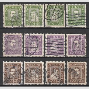 FRIM�RKER DANMARK | 1924 - AFA 132-143 - Postjubil�um i komplet s�t - Stemplet