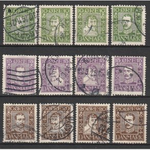 FRIM�RKER DANMARK | 1924 - AFA 132-143 - Postjubil�um i komplet s�t - Stemplet
