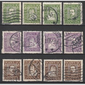FRIM�RKER DANMARK | 1924 - AFA 132-143 - Postjubil�um i komplet s�t - Stemplet