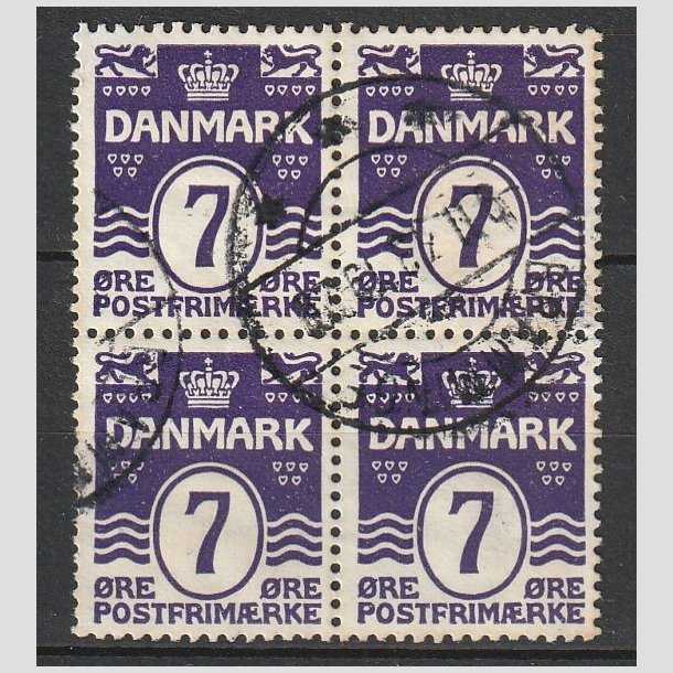 FRIMRKER DANMARK | 1930 - AFA 184 - Blgelinie 7 re violet i Fire-blok - Stemplet