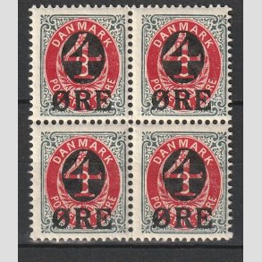 FRIMRKER DANMARK | 1904 - AFA 40 - 4/8 re gr/rd provisorier i Fire-blok - Postfrisk