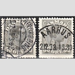 FRIMRKER DANMARK | 1921-22 - AFA 129,129a - Chr. X 50 re olivengr, 50 re gr - Stemplet