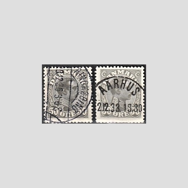 FRIMRKER DANMARK | 1921-22 - AFA 129,129a - Chr. X 50 re olivengr, 50 re gr - Stemplet