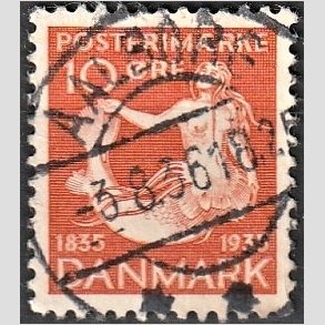 FRIM�RKER DANMARK | 1935 - AFA 225 - H. C. Andersen 10 �re orange - Lux Stemplet 