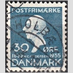 FRIM�RKER DANMARK | 1935 - AFA 228 - H. C. Andersen 30 �re bl� - Lux Stemplet 