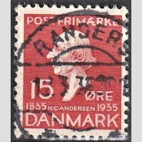 FRIM�RKER DANMARK | 1935 - AFA 226 - H. C. Andersen 15 �re r�d - Lux Stemplet 