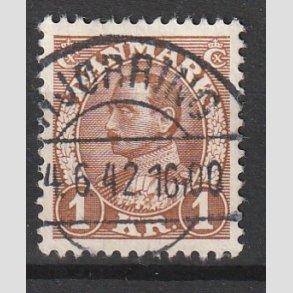 FRIMRKER DANMARK | 1934 - AFA 211 - Chr. X 1 Kr. brun - Lux Stemplet 