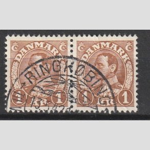 FRIMRKER DANMARK | 1934 - AFA 211 - Chr. X 1 Kr. brun i par - Lux Stemplet 