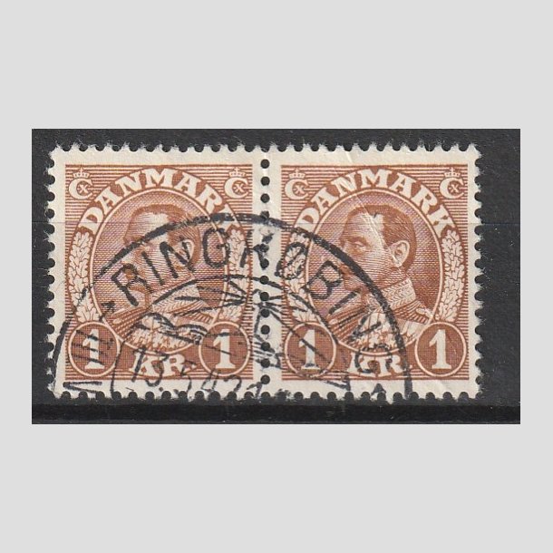 FRIMRKER DANMARK | 1934 - AFA 211 - Chr. X 1 Kr. brun i par - Lux Stemplet "RINGKBING"