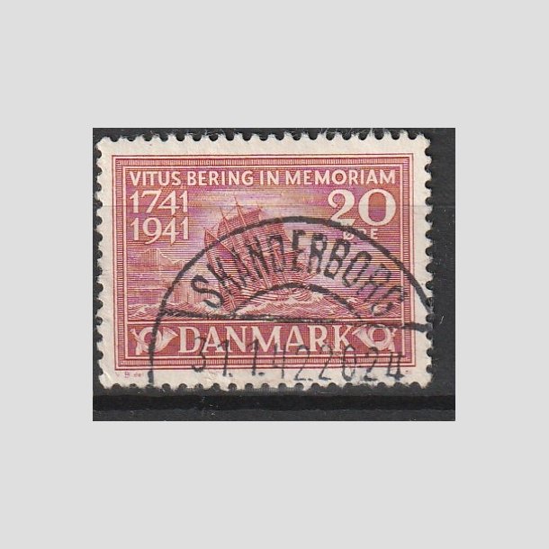 FRIMRKER DANMARK | 1941 - AFA 271 - Vitus Bering 20 re rd - Lux Stemplet "SKANDERBORG"