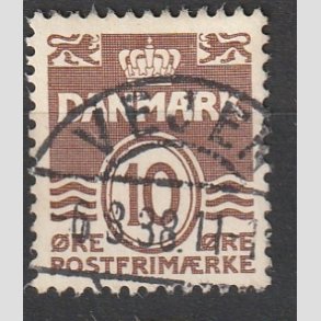FRIM�RKER DANMARK | 1937-38 - AFA 235 - B�lgelinie 10 �re brun - Lux Stemplet 