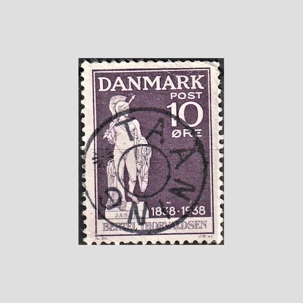 FRIMRKER DANMARK | 1938 - AFA 250 - Thorvaldsen 10 re violet - Lux Stemplet "TAANING"