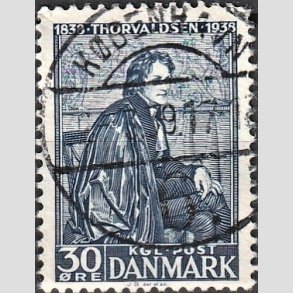 FRIM�RKER DANMARK | 1938 - AFA 251 - Thorvaldsen 30 �re bl� - Lux Stemplet 