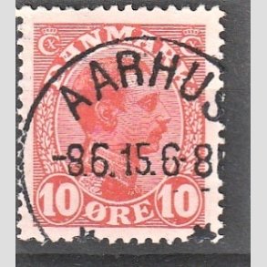 FRIMRKER DANMARK | 1913 - AFA 69 - Chr. X 10 re rd - Lux Stemplet 