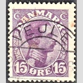 FRIMRKER DANMARK | 1913 - AFA 70 - Chr. X 15 re violet - Pragt Stemplet 