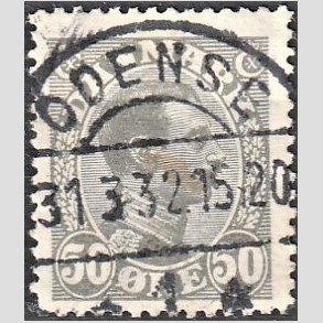 FRIMRKER DANMARK | 1921-22 - AFA 129a - Chr. X 50 re gr - Lux Stemplet 