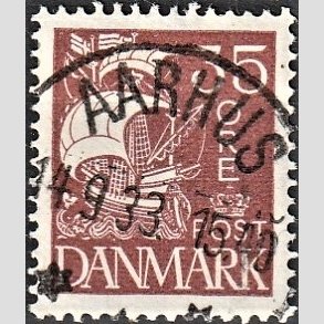 FRIM�RKER DANMARK | 1927 - AFA 173 - Karavel 35 �re brunr�d - Lux Stemplet 