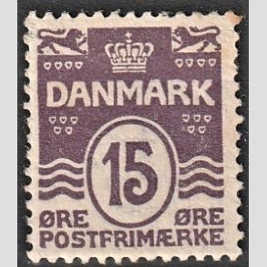 FRIM�RKER DANMARK | 1905-06 - AFA 46 - B�lgelinie 15 �re brunlilla - Ubrugt