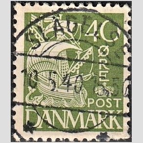 FRIM�RKER DANMARK | 1937-40 - AFA 208a - Karavel 40 �re gr�n Type II - Lux Stemplet 