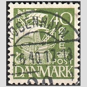 FRIM�RKER DANMARK | 1937-40 - AFA 208a - Karavel 40 �re gr�n Type II - Lux Stemplet 