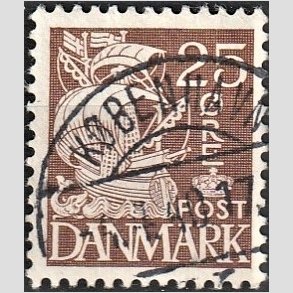 FRIM�RKER DANMARK | 1937-40 - AFA 214a - Karavel 25 �re brun Type II - Lux Stemplet 