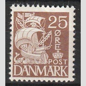 FRIMRKER DANMARK | 1937-40 - AFA 214a - Karavel 25 re brun Type II - Postfrisk