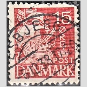 FRIM�RKER DANMARK | 1937-40 - AFA 203b - Karavel 15 �re r�d Type II - Lux Stemplet 