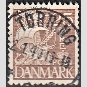 FRIM�RKER DANMARK | 1934 - AFA 214 - Karavel 25 �re brun Type I - Lux Stemplet 