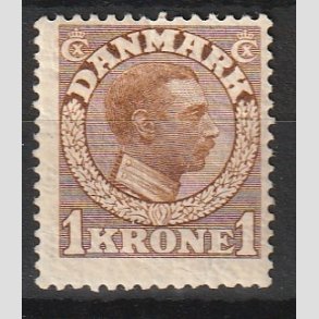 FRIMRKER DANMARK | 1913 - AFA 75 - Chr. X 1 Kr. gulbrun - Ubrugt