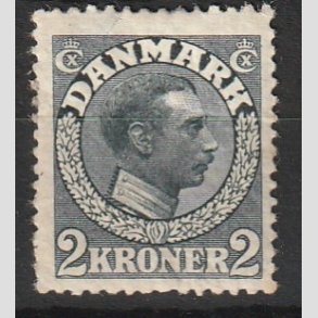 FRIMRKER DANMARK | 1913 - AFA 76 - Chr. X 2 Kroner skifergr - Ubrugt