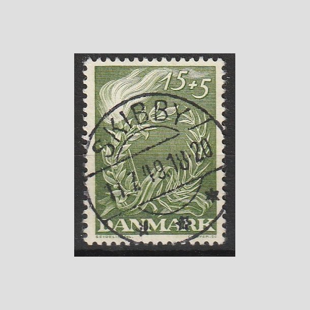 FRIMRKER DANMARK | 1947 - AFA 299 - Modstandsbevgelsen - 15 + 5 re grn - Pragt Stemplet "SKIBBY"
