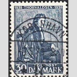 FRIM�RKER DANMARK | 1938 - AFA 251 - Thorvaldsen 30 �re bl� - Pragt Stemplet 