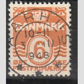 FRIM�RKER DANMARK | 1940 - AFA 254 - B�lgelinie 6 �re orangegul - Lux Stemplet 