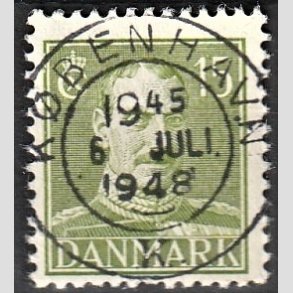 FRIMRKER DANMARK | 1942-44 - AFA 275 - Chr. X 15 re grn - Lux Stemplet 